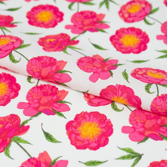 SINGER Pink Floral Print Cotton Fabric Fat Quarter